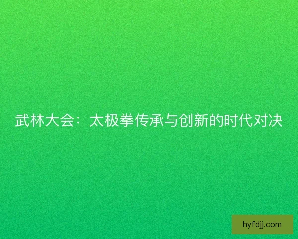 武林大会：太极拳传承与创新的时代对决