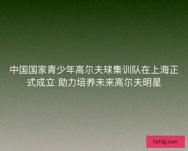 中国国家青少年高尔夫球集训队在上海正式成立 助力培养未来高尔夫明星