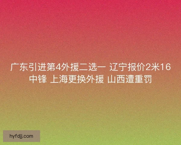 广东引进第4外援二选一 辽宁报价2米16中锋 上海更换外援 山西遭重罚