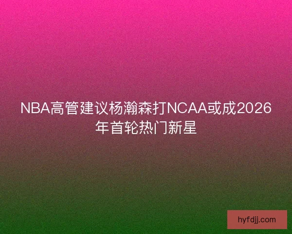 NBA高管建议杨瀚森打NCAA或成2026年首轮热门新星